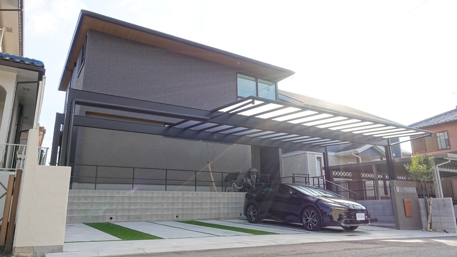 東郷町 新築外構 駐車場 逆側アングル