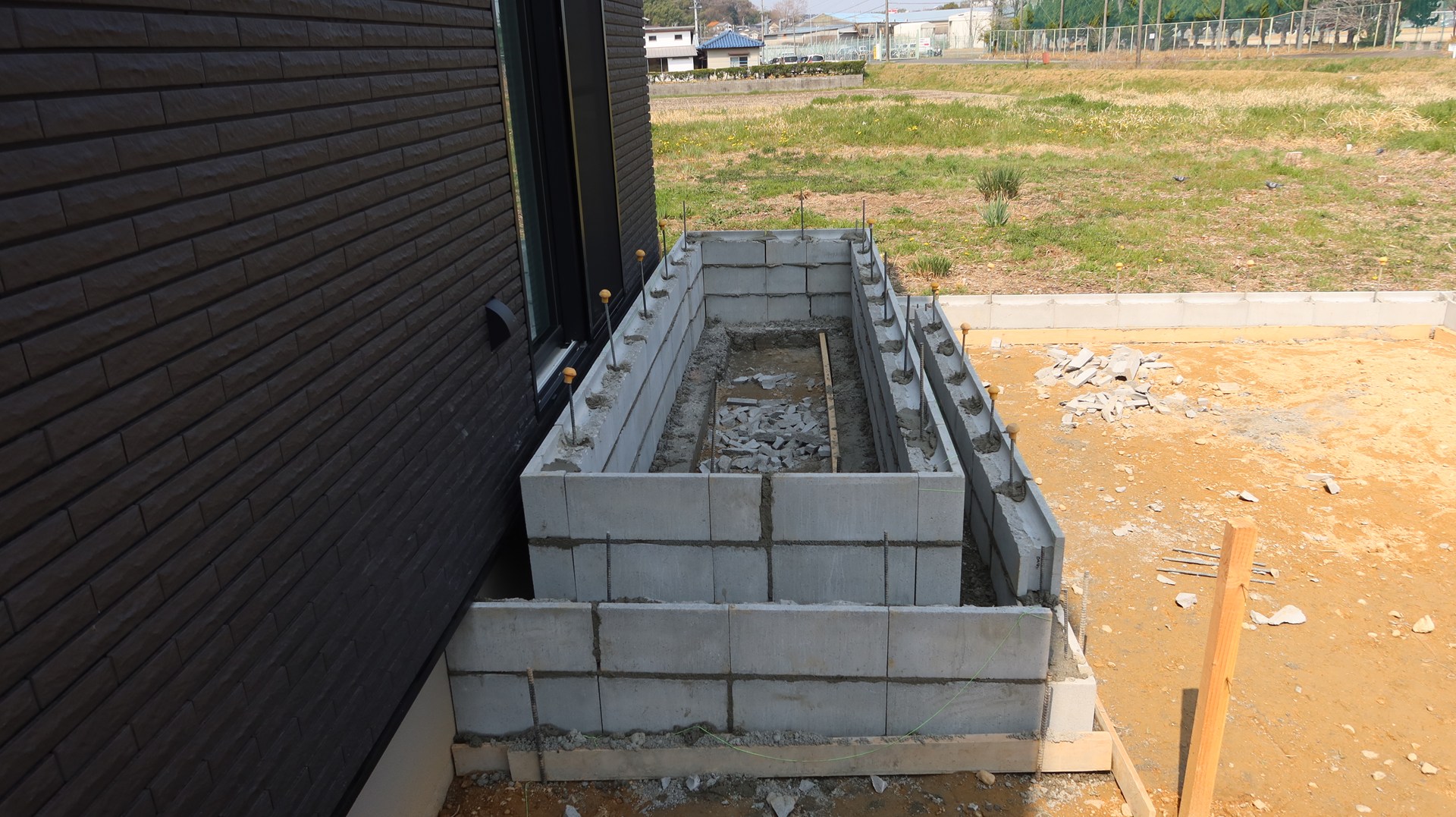 下地ブロック積みの施工状況（1）